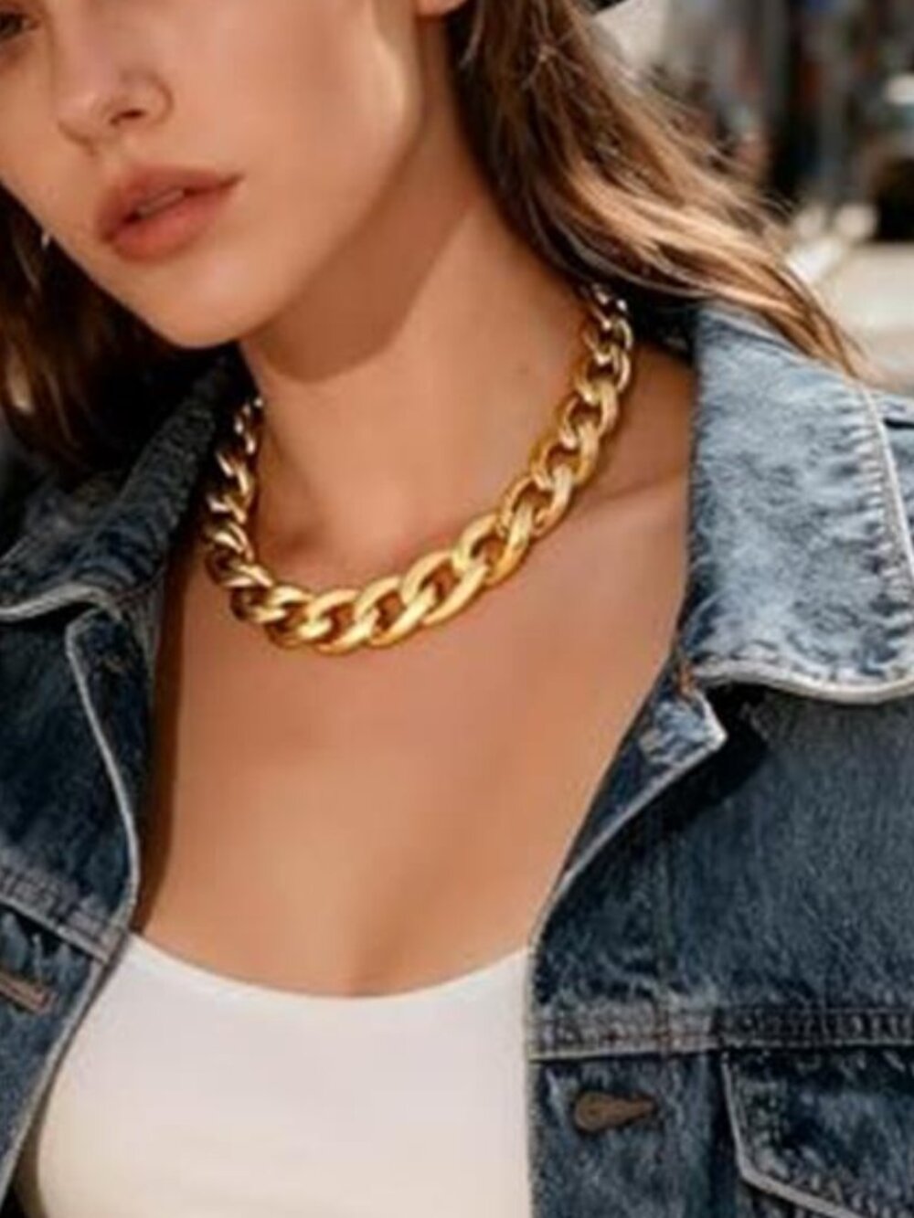 18K Gold Plated Chunky Cuban Link Chain Necklace Adjustable Statement Jewelry